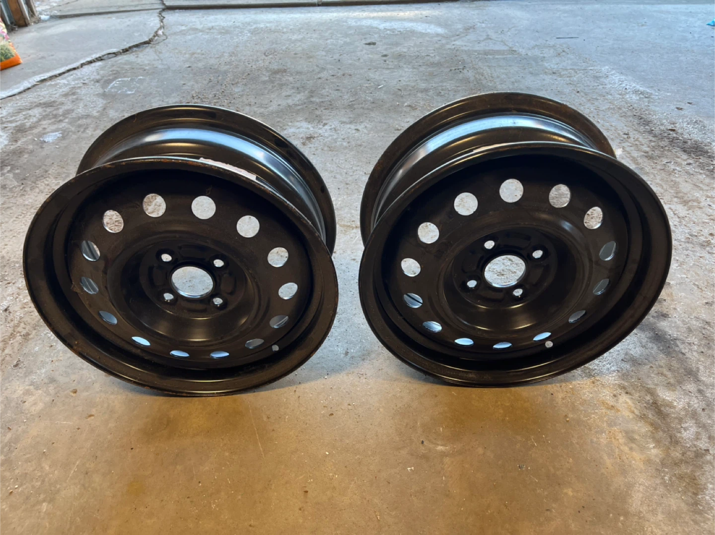 Pair of Black Steel Wheels 15x6 4-100