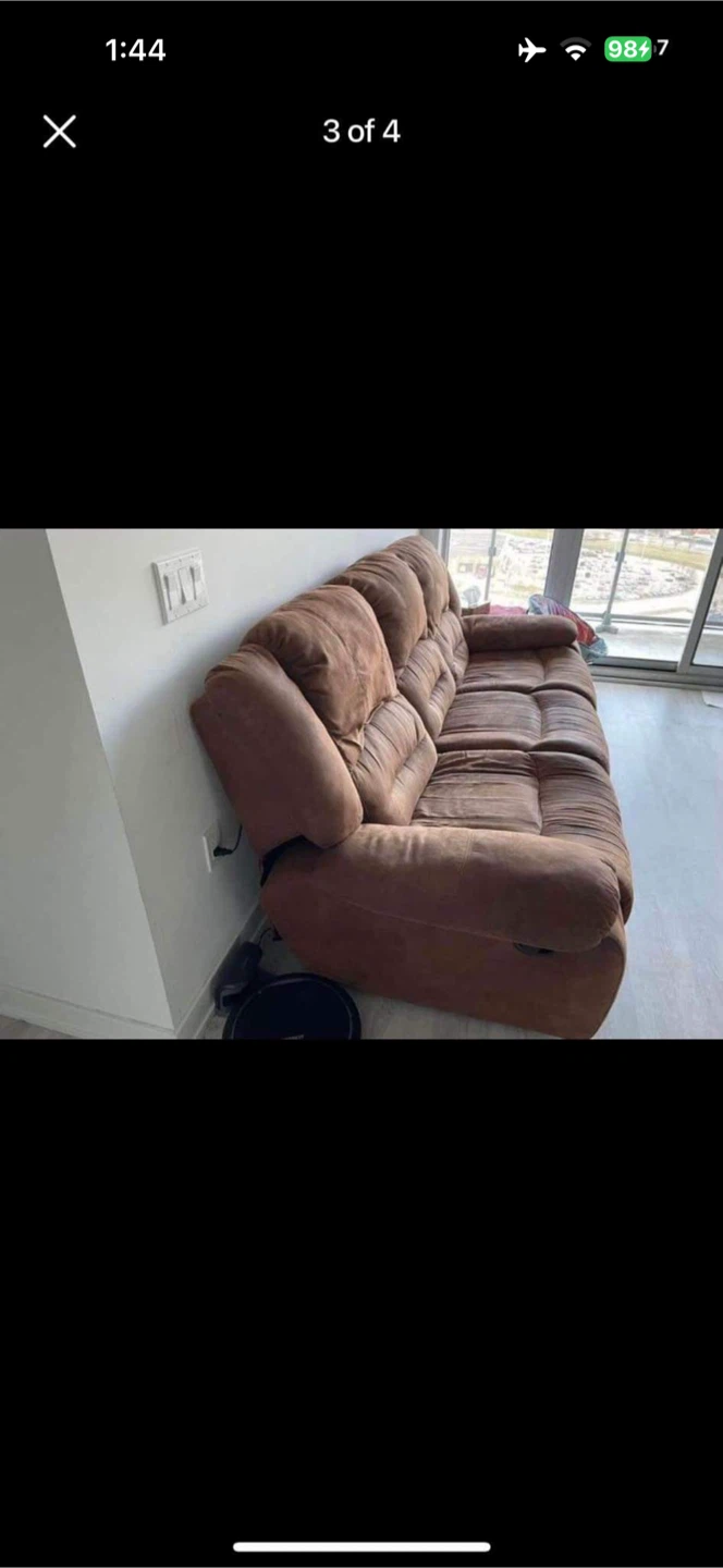 Brown Reclining Sofa - photo 3