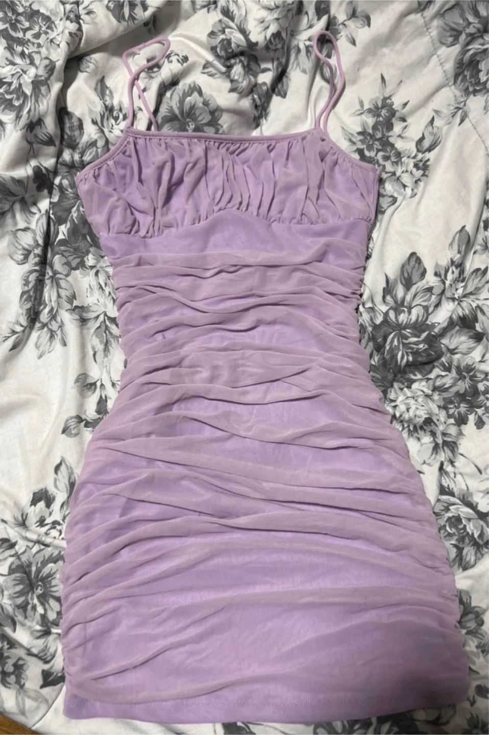 Lilac Ruched Bodycon Dress
