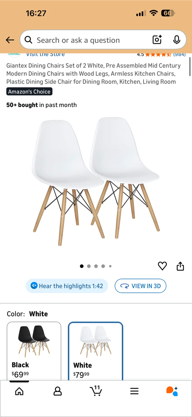 Giantex White Dining Chair - photo 4