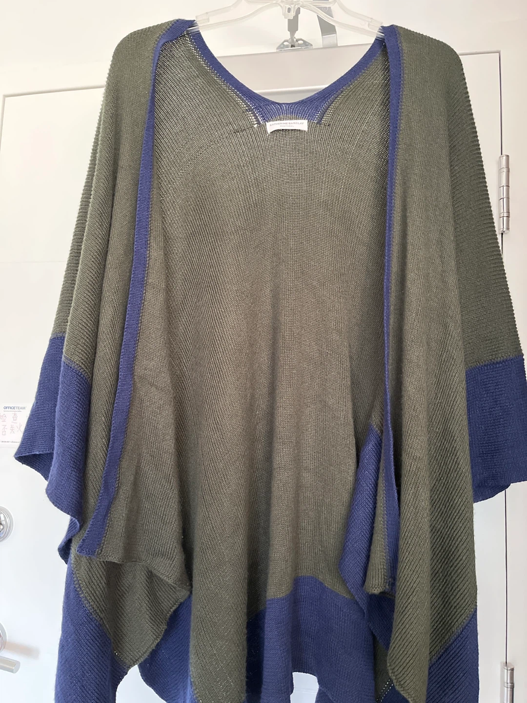 Poncho - Olive Green & Blue