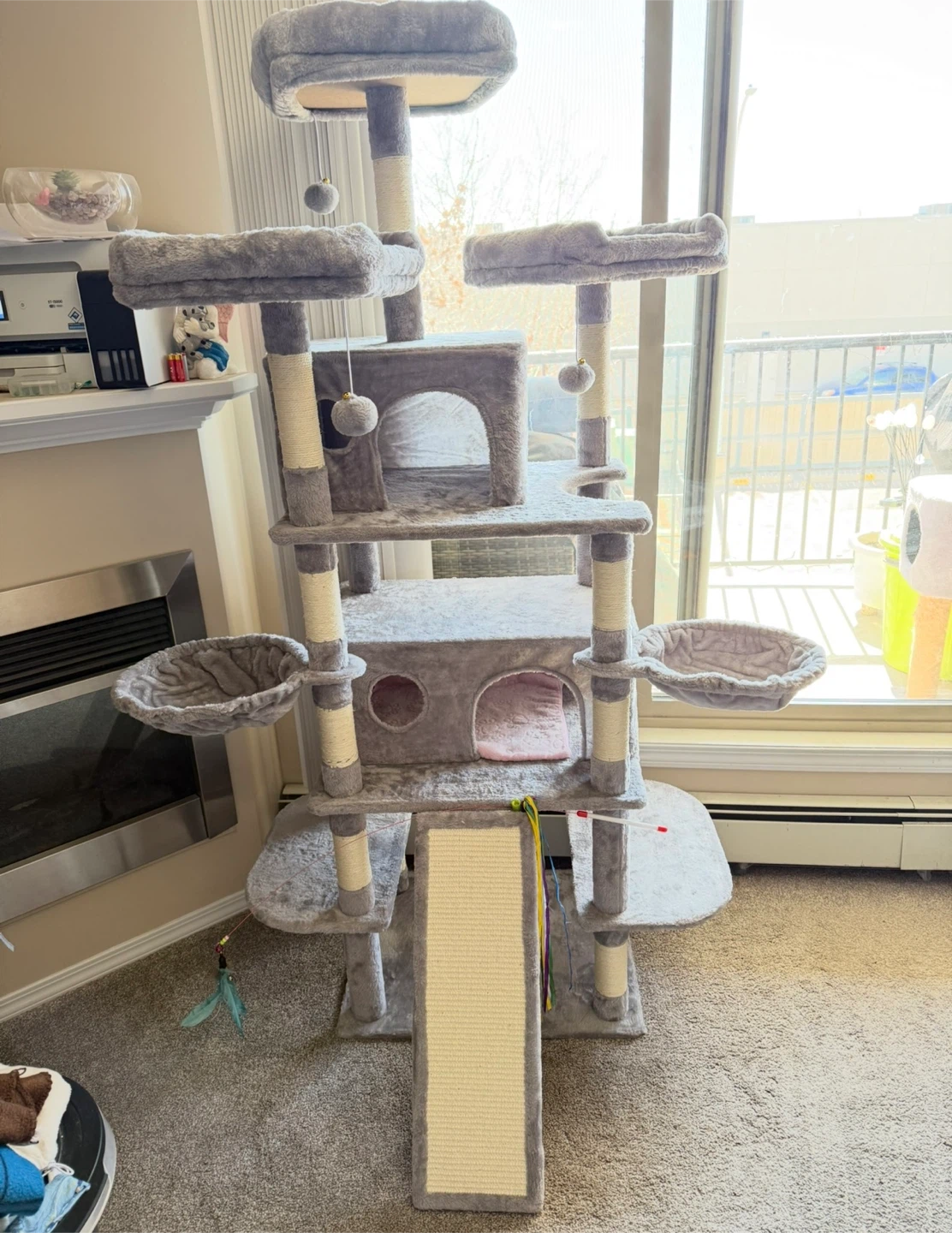 Grey Cat Tree with Scratching Post