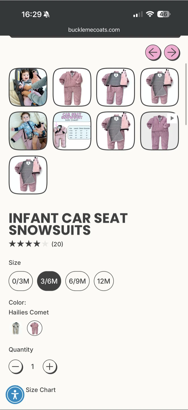 Buckle Me Baby 3/6M Infant Car Seat Snowsuit - Hailies Comet - photo 3