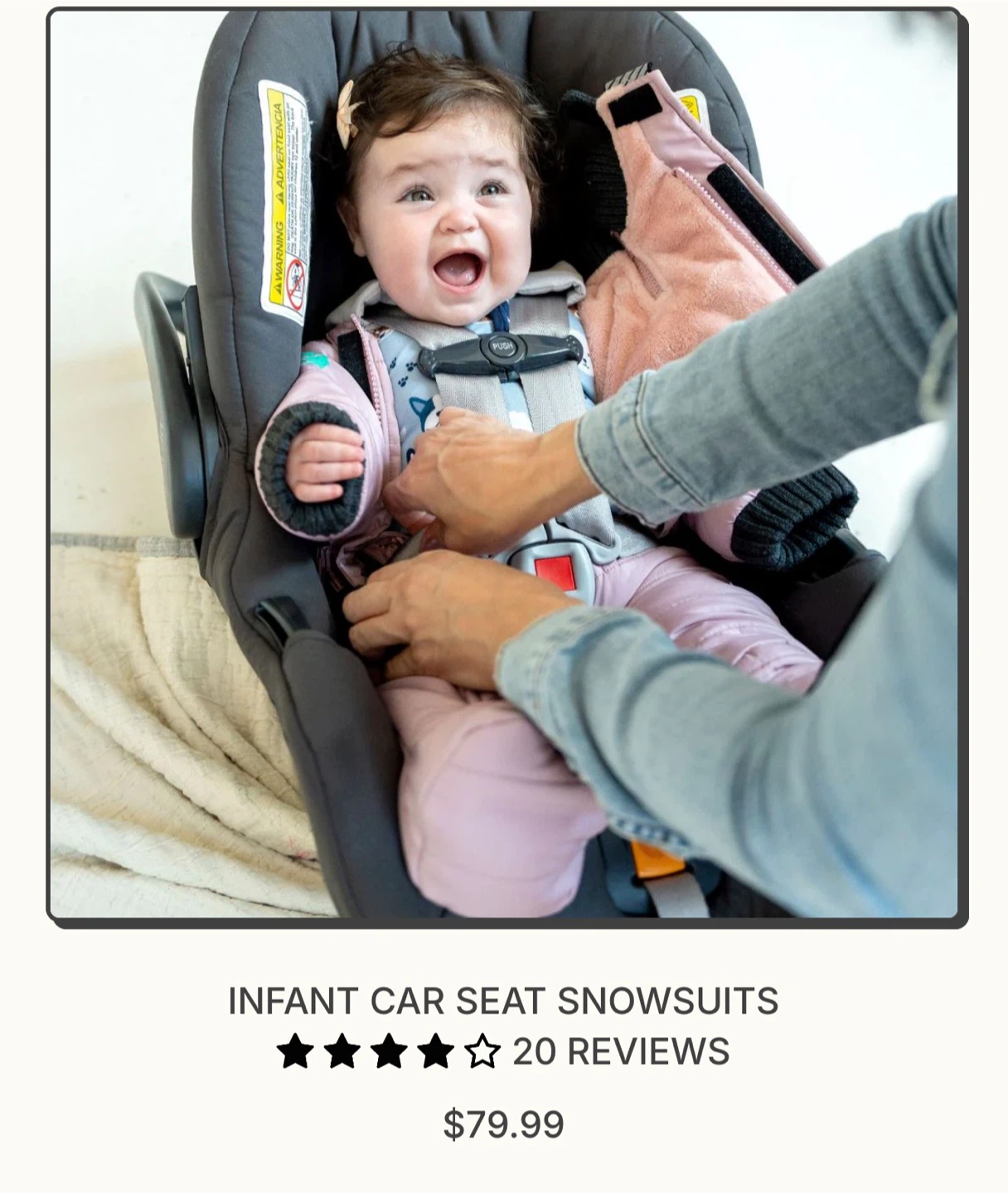 Buckle Me Baby 3/6M Infant Car Seat Snowsuit - Hailies Comet