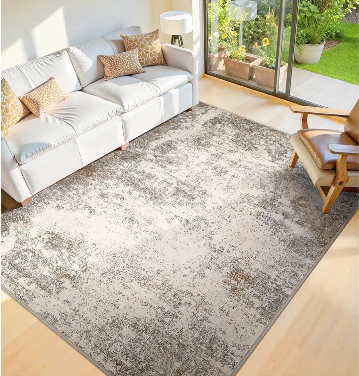 7x9 feet Area Rug - Neutral Abstract Pattern