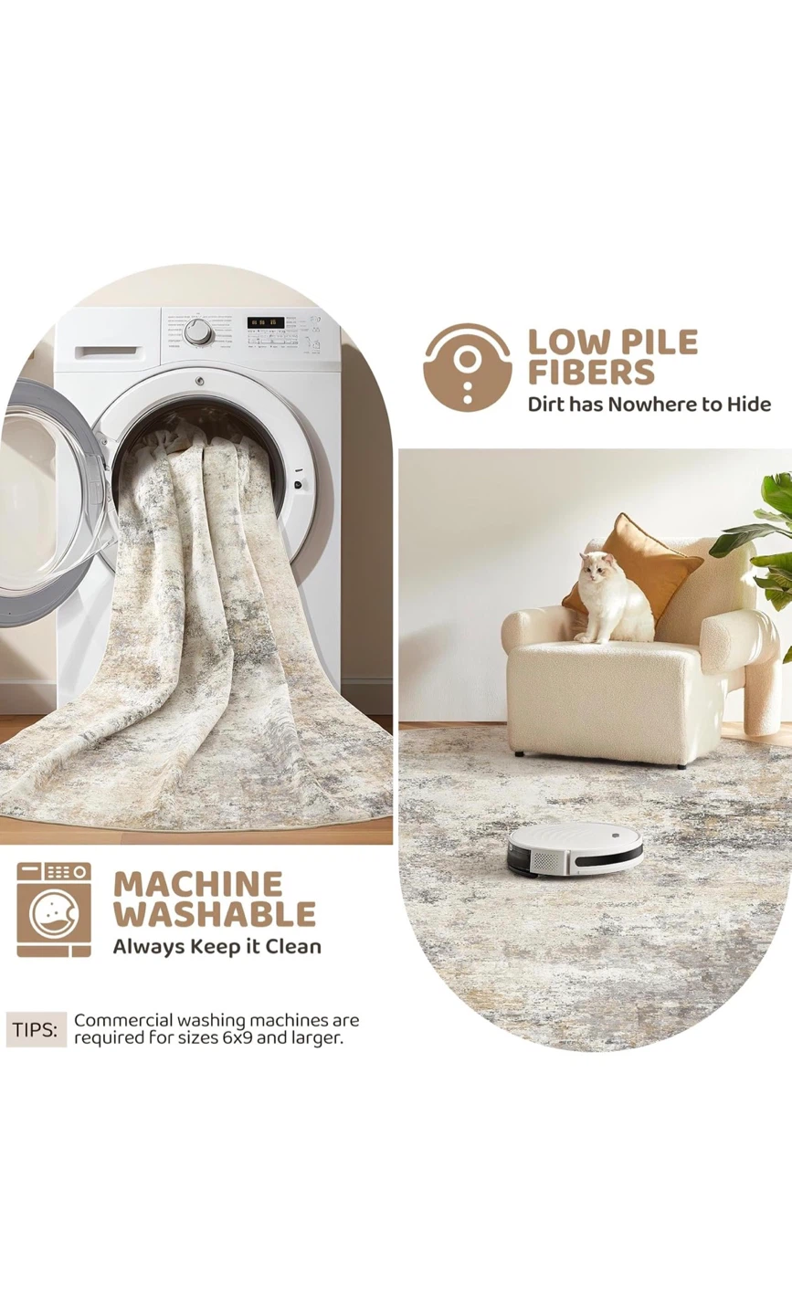 8x10 feet Machine Washable Area Rug - Low Pile - photo 2