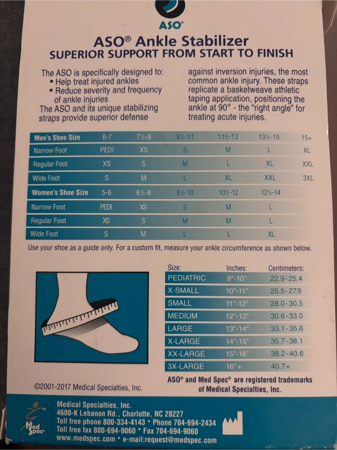 ASO Ankle Stabilizer - Medium, Black - photo 2