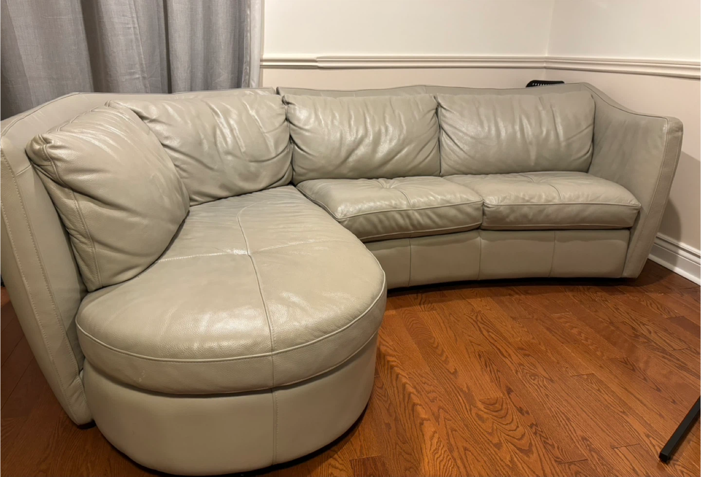 Urban Barn Leather Sectional Sofa - Light Beige - photo 2