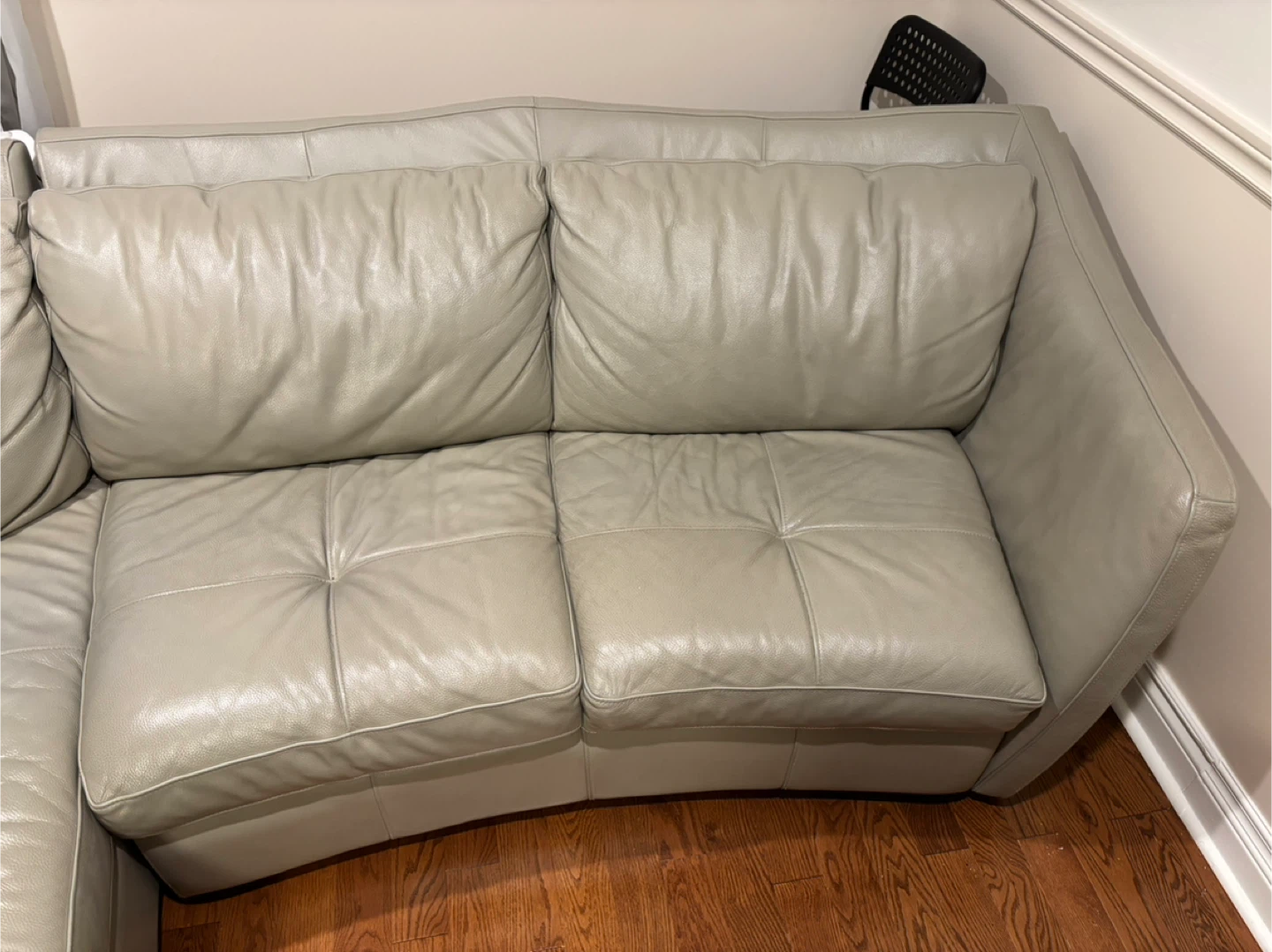 Urban Barn Leather Sectional Sofa - Light Beige - photo 4