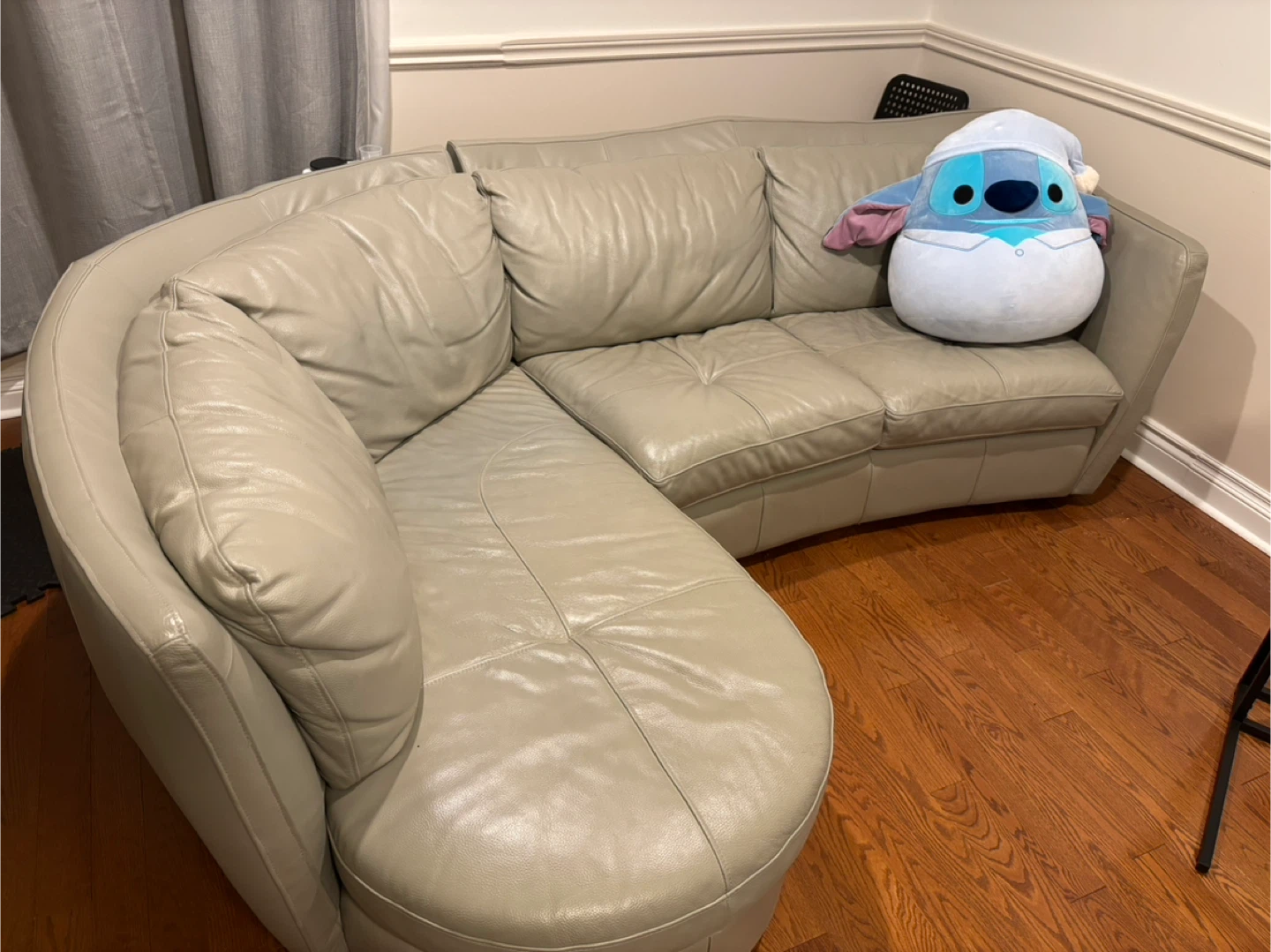 Urban Barn Leather Sectional Sofa - Light Beige