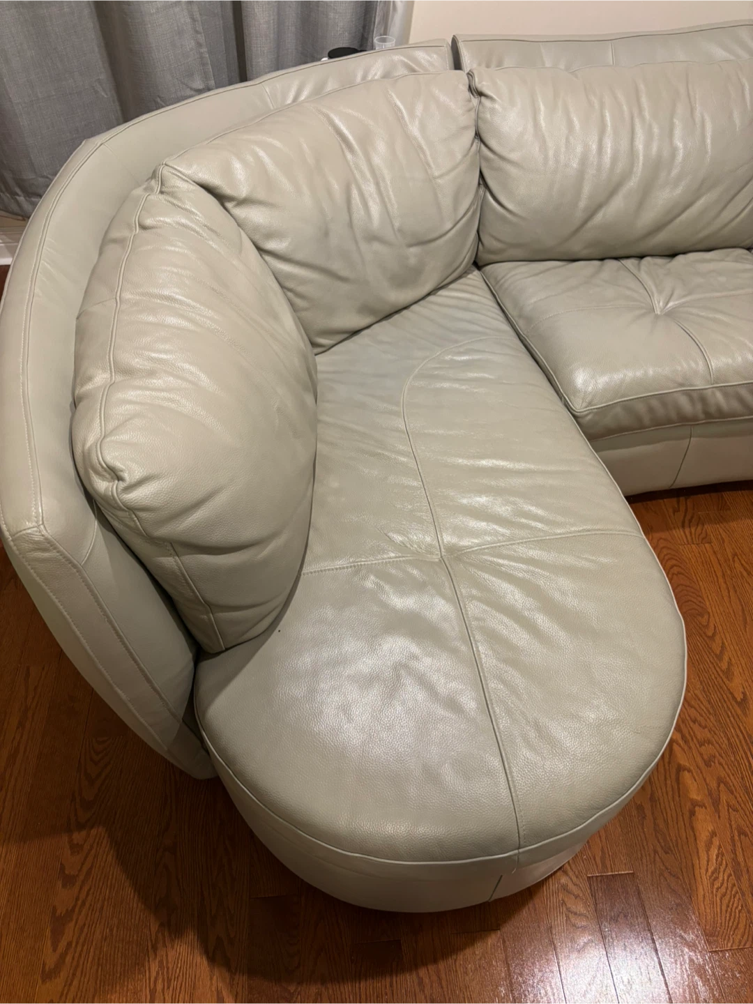 Urban Barn Leather Sectional Sofa - Light Beige - photo 3