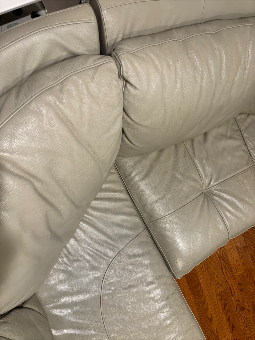 Urban Barn Leather Sectional Sofa - Light Beige - photo 5