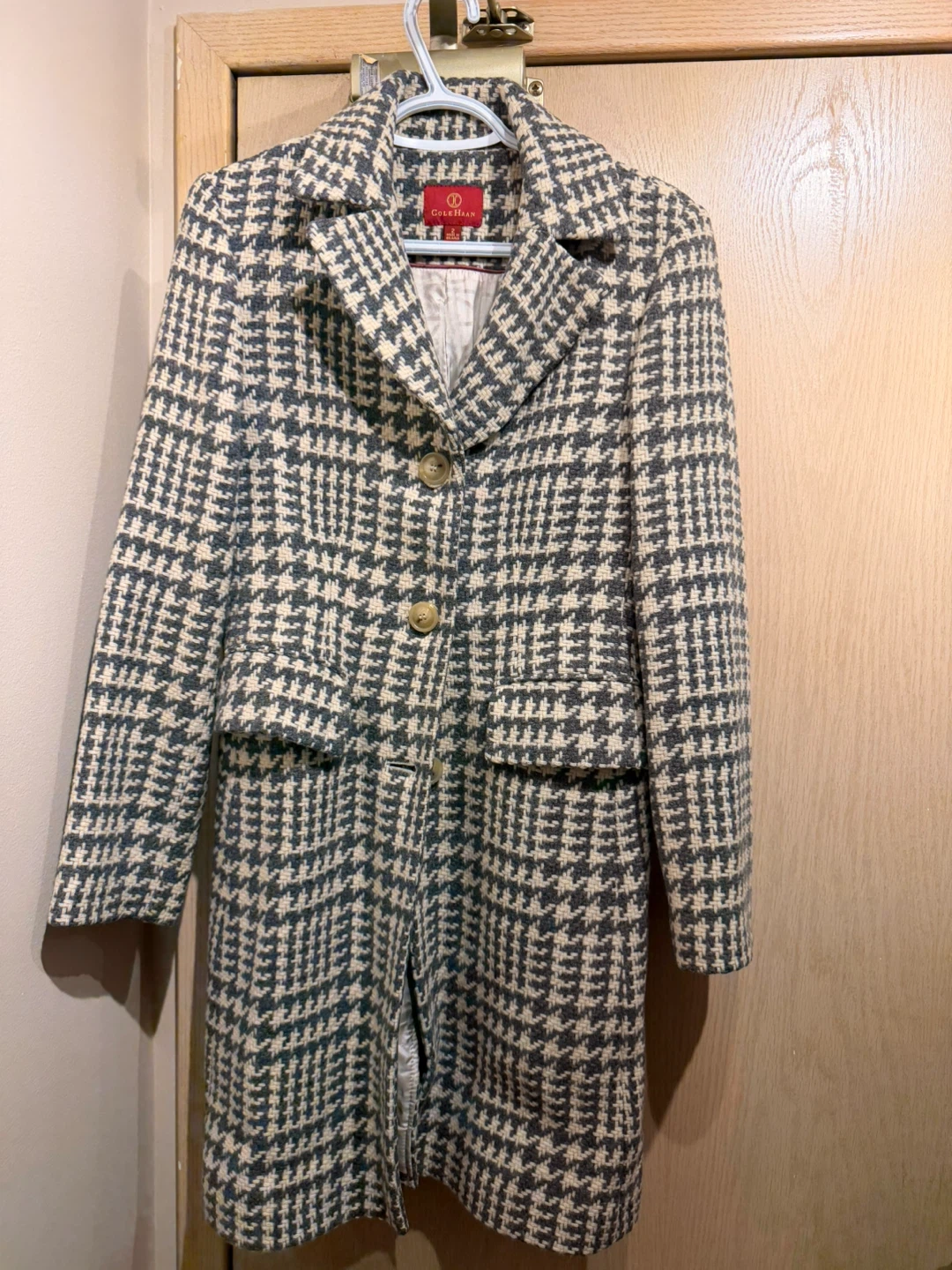 Cole Haan Wool Blend Houndstooth Coat -  Size 2🏆