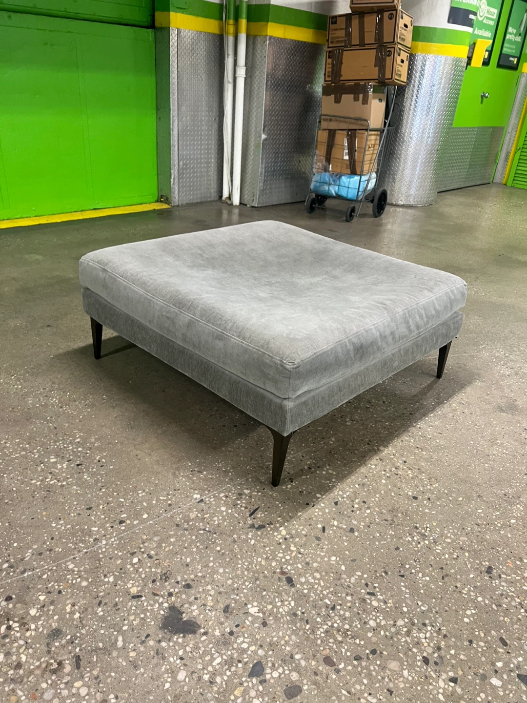 West Elm Andes Ottoman | Mineral Grey Velvet - FREE DELIVERY - photo 3