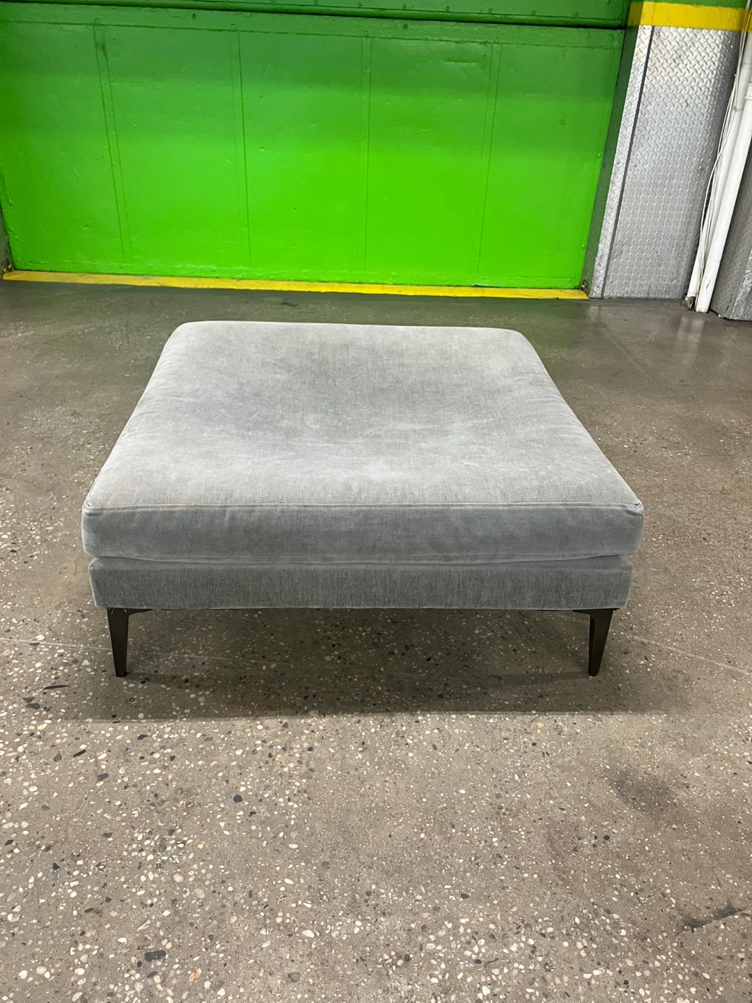 West Elm Andes Ottoman | Mineral Grey Velvet - FREE DELIVERY - photo 4
