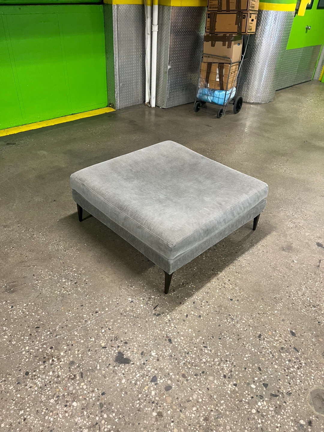 West Elm Andes Ottoman | Mineral Grey Velvet - FREE DELIVERY - photo 2