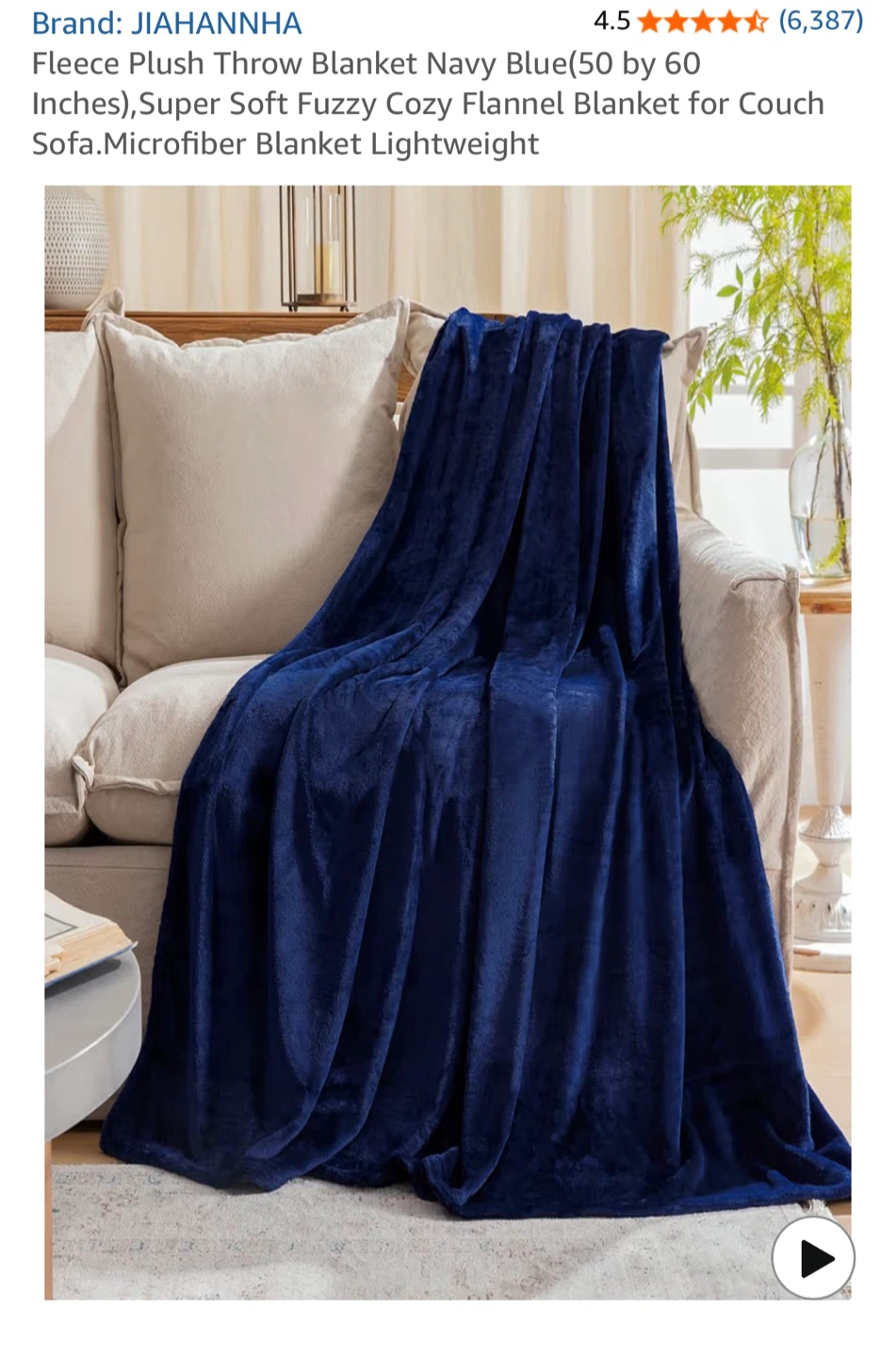 50x60” Throw Blanket Navy Blue Fleece Plush - NEW - photo 2