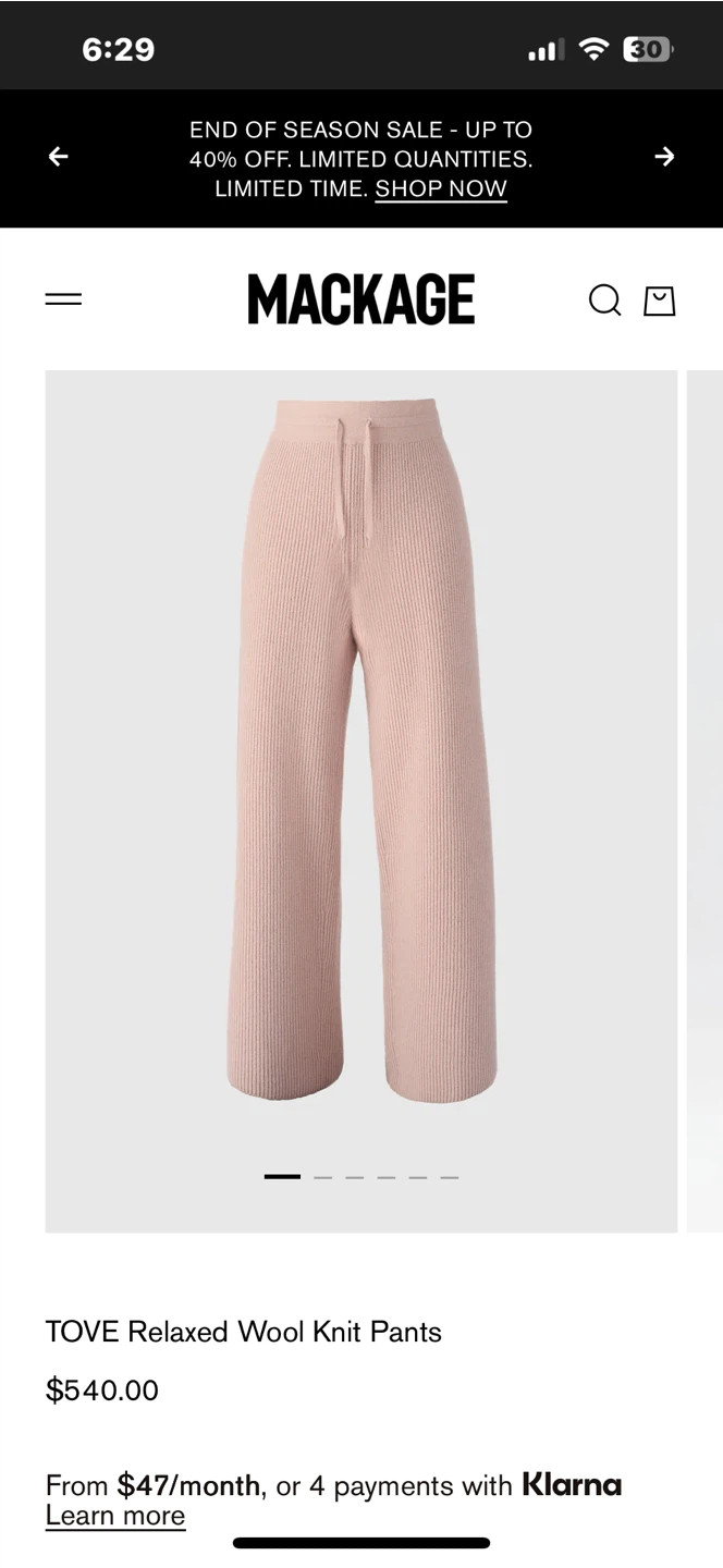 Mackage Tove Relaxed Wool Knit Pants - Size S