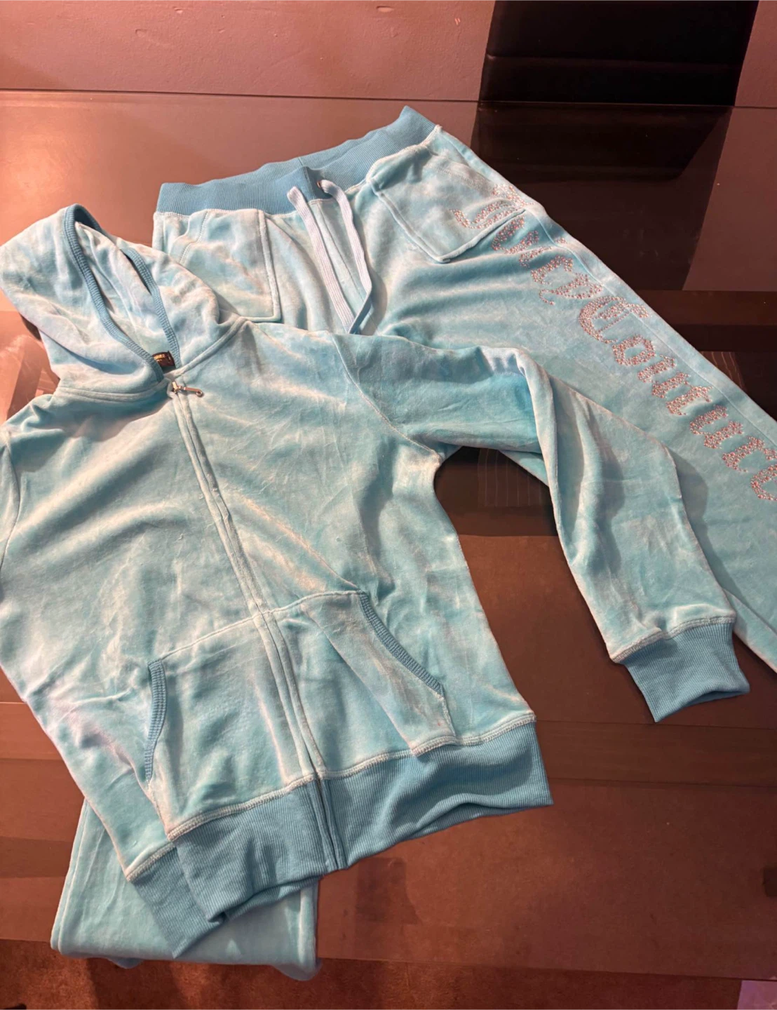 Juicy Couture OG Velour Tracksuit - Light Blue