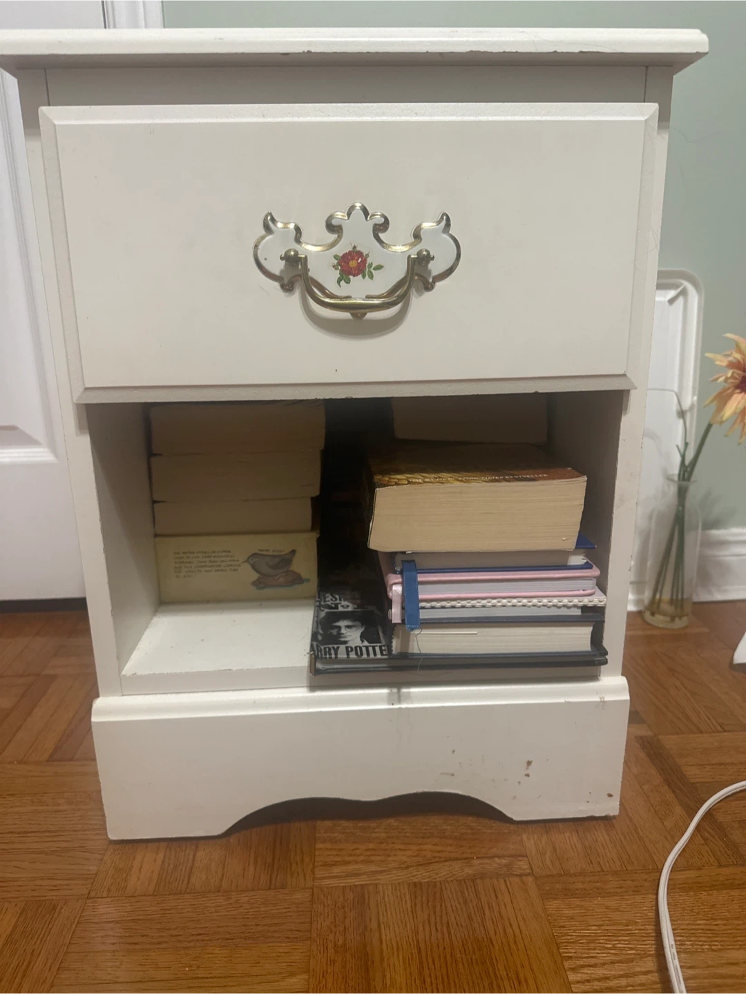 White Nightstand with Drawer