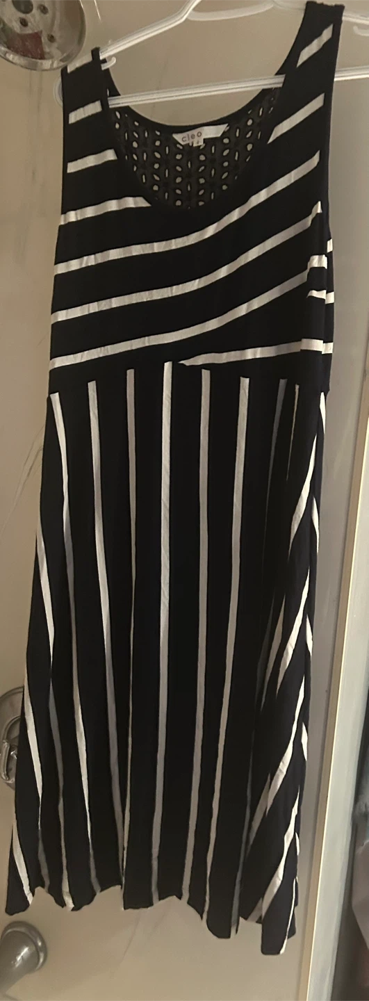 Cleo Navy Blue & White Striped Dress