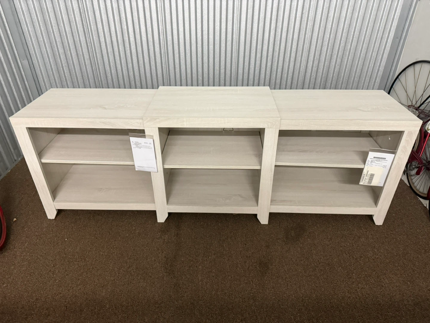 Light Wood TV Stand with Shelves