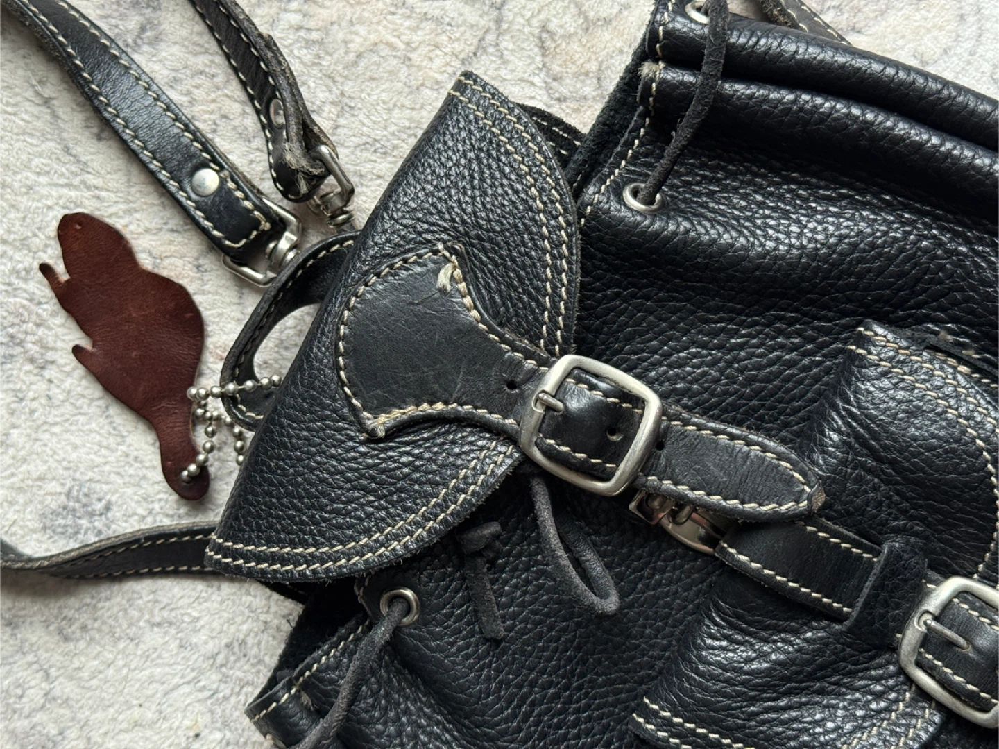Roots Black Leather Backpack - photo 2