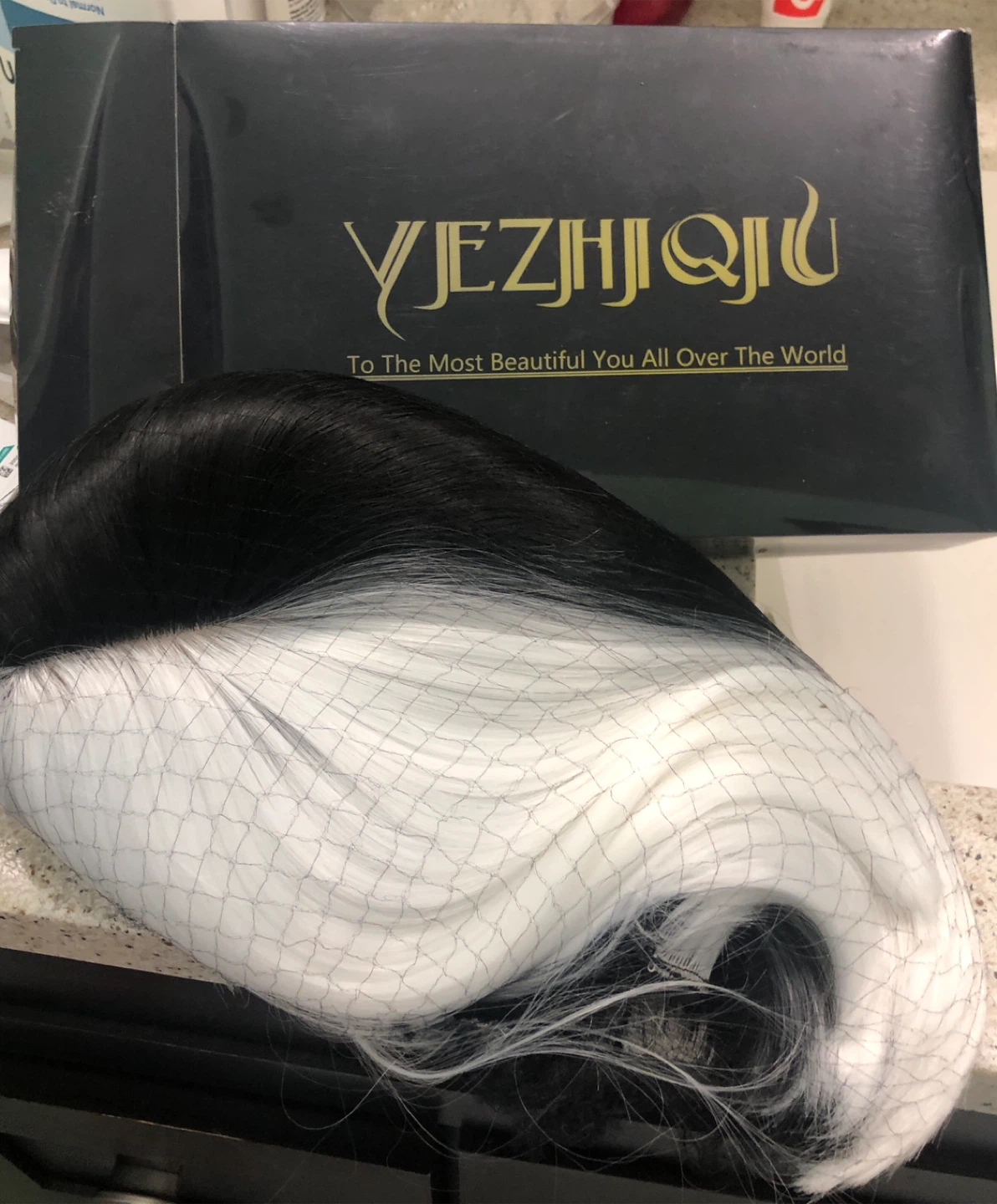 2 different style of black & grey wig