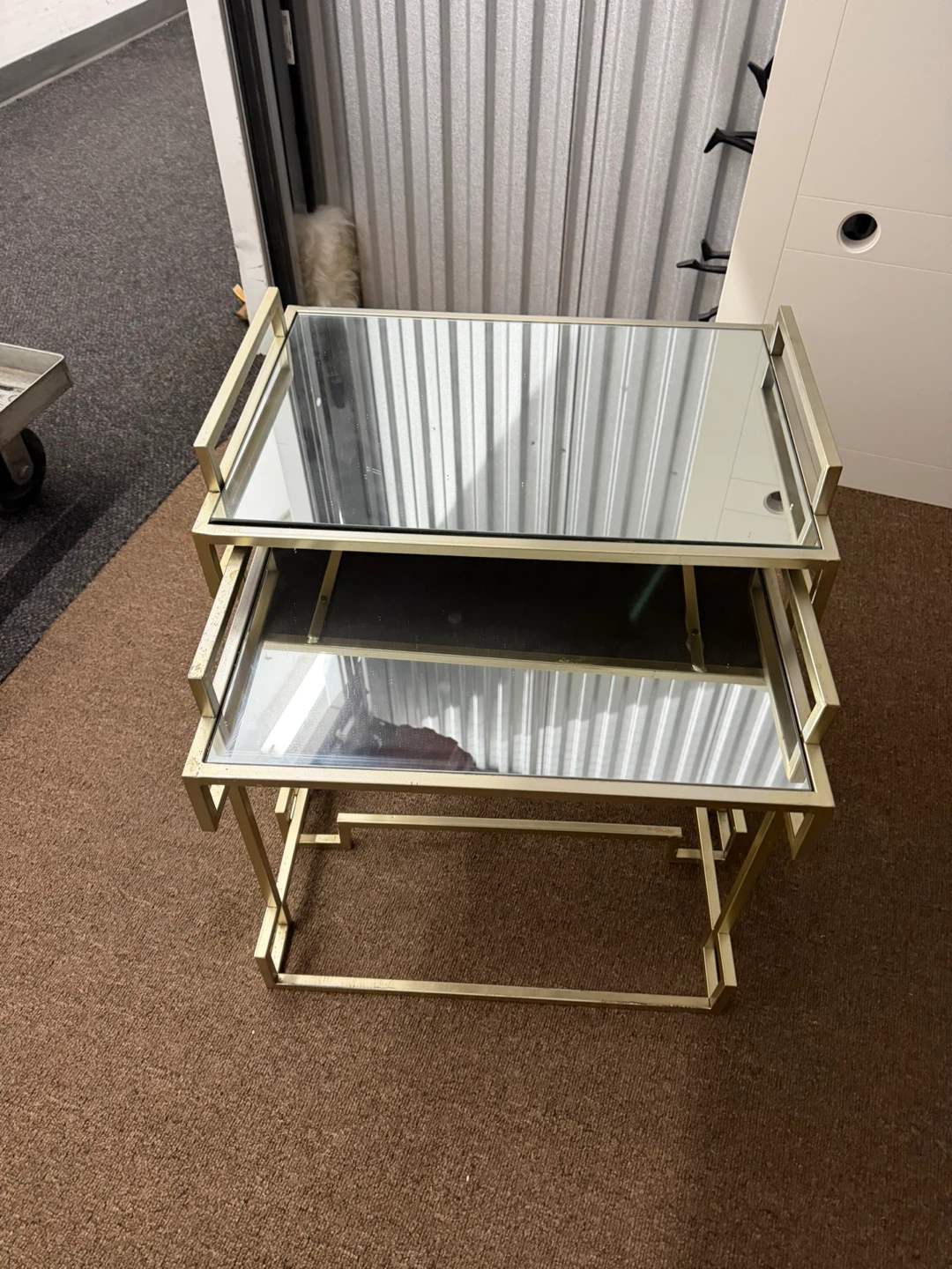 Gold Nesting Tables with Mirrored Tops