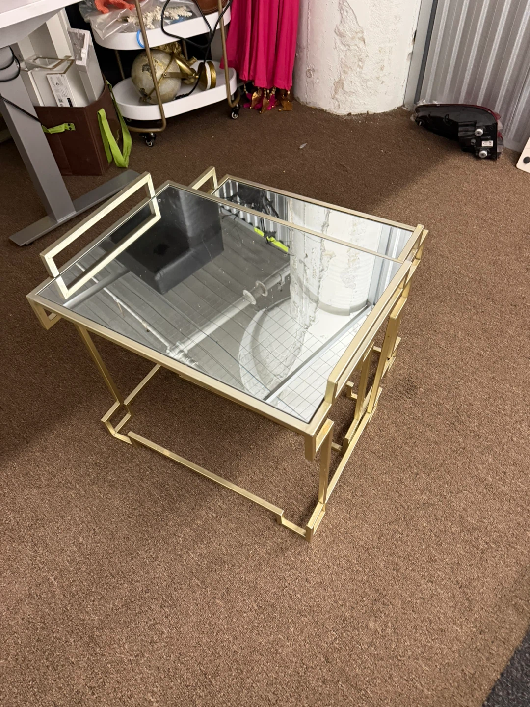 Gold Nesting Tables with Mirrored Tops - photo 3