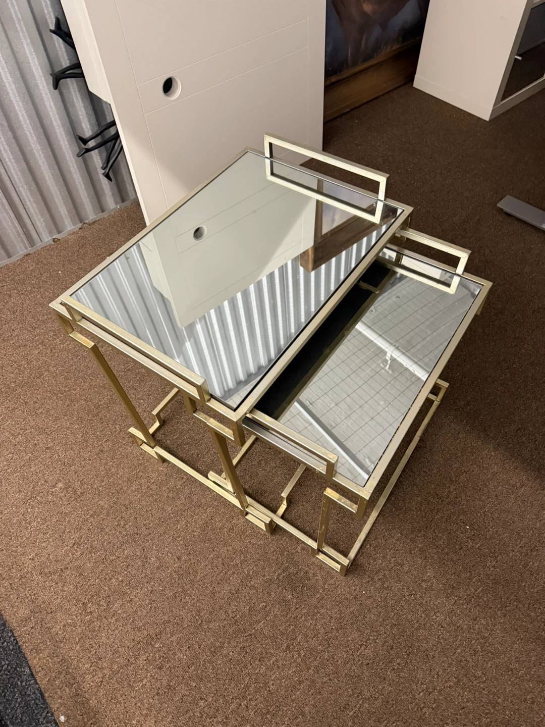 Gold Nesting Tables with Mirrored Tops - photo 2