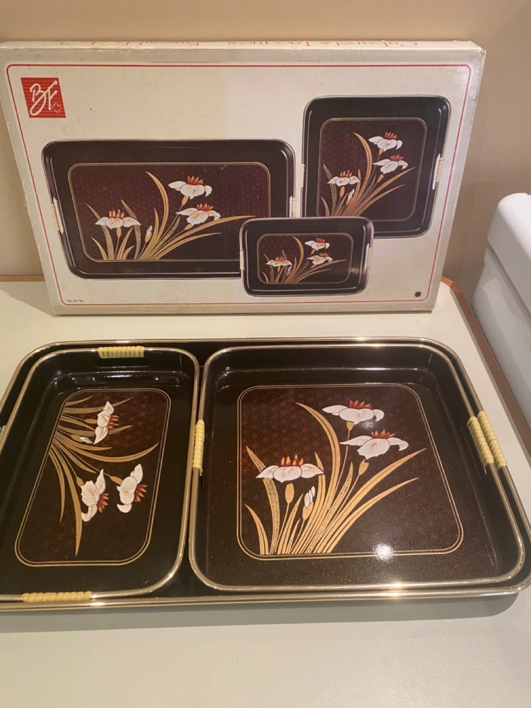 Vintage BK Serving Tray Set with Box