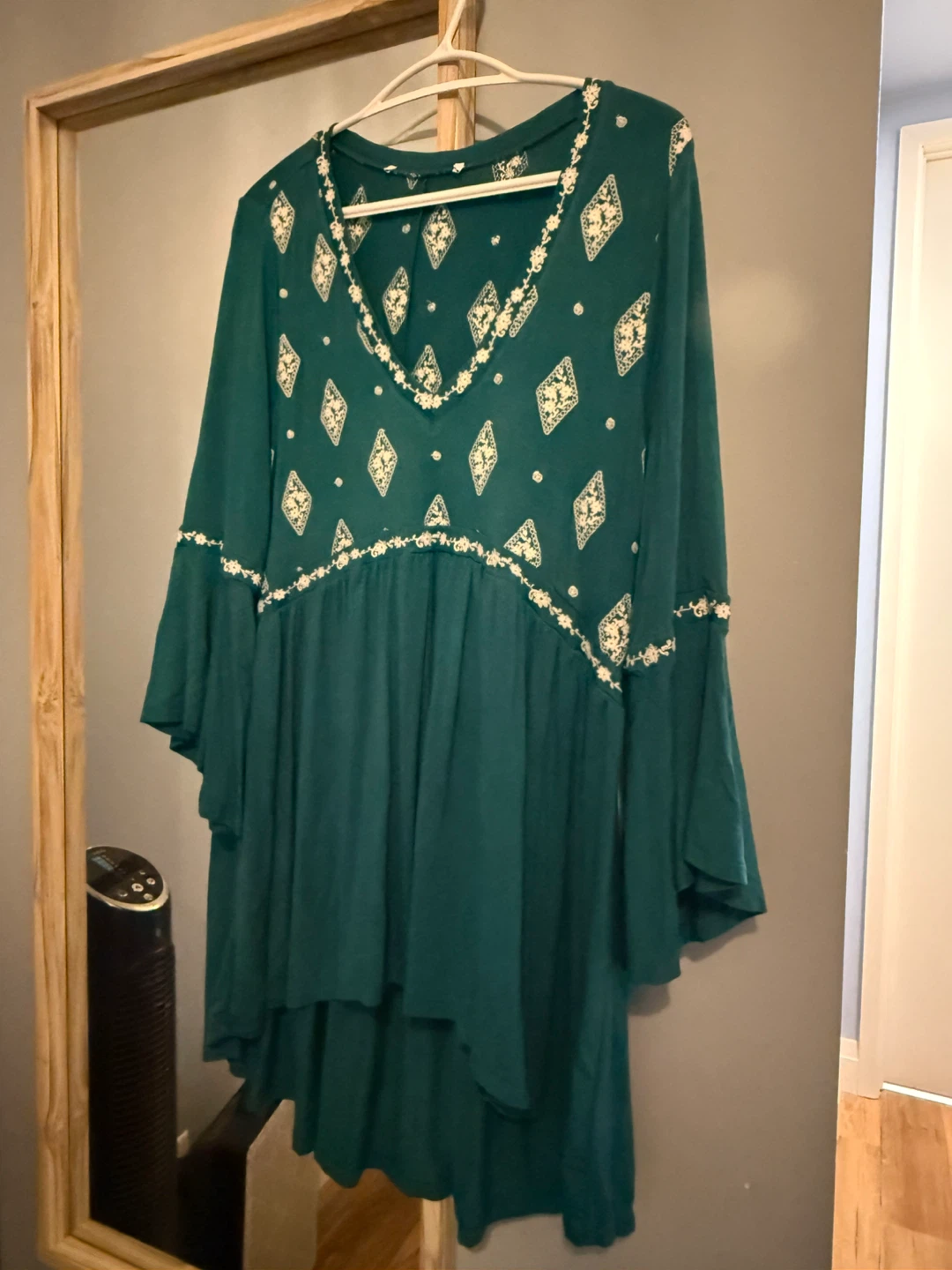 Green Embroidered Tunic Top