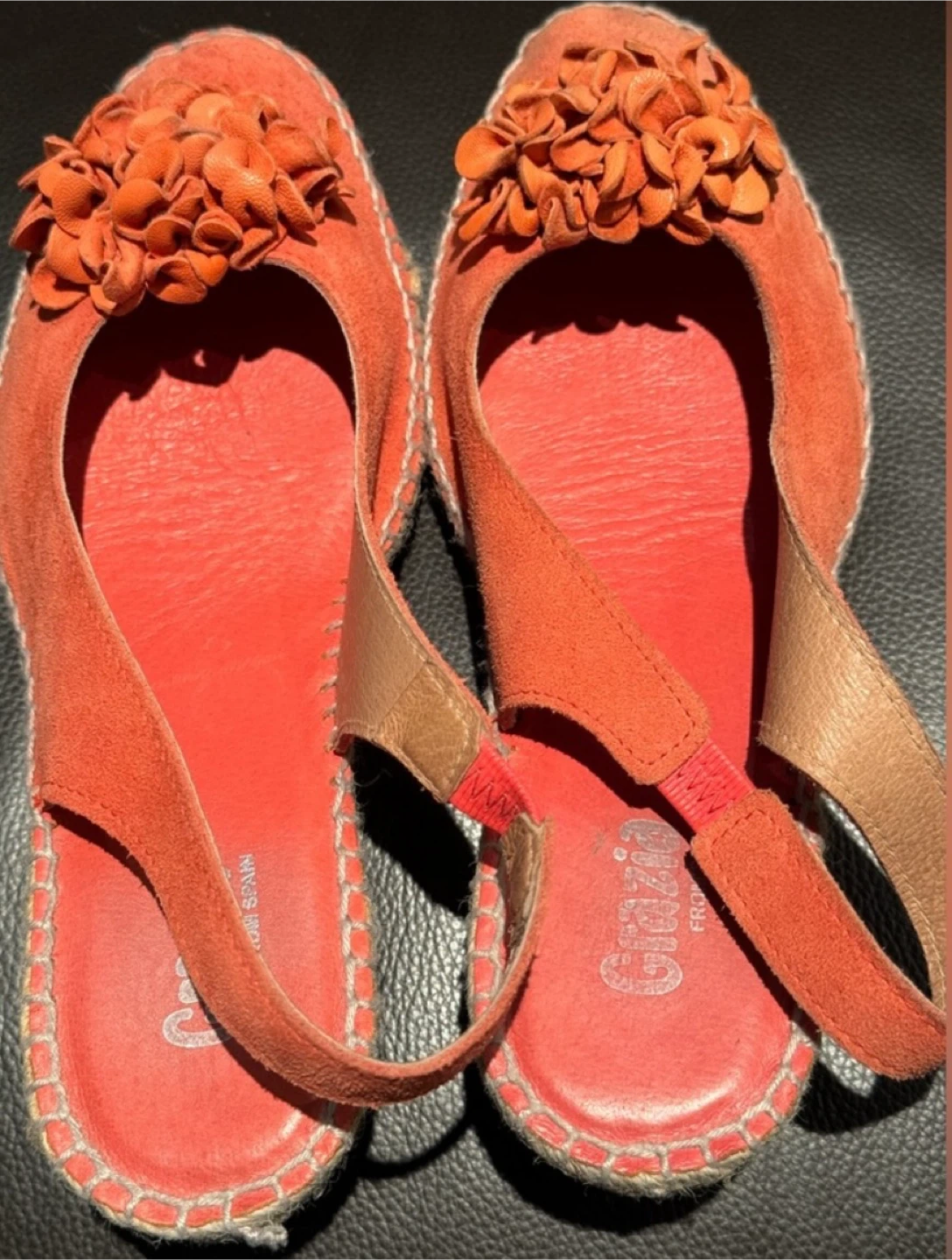 Grazia Orange Espadrille Wedge Sandals - Size 6