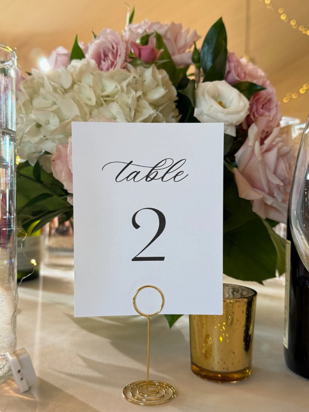 Wedding supplies - gold card stands, ribbon, fairy sticks