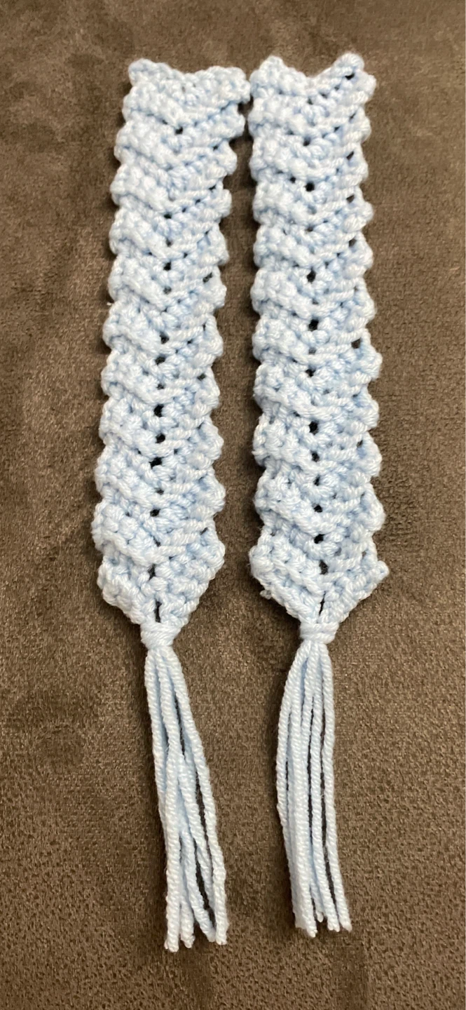 Handmade Light Blue Crochet Bookmarks - Set of 2