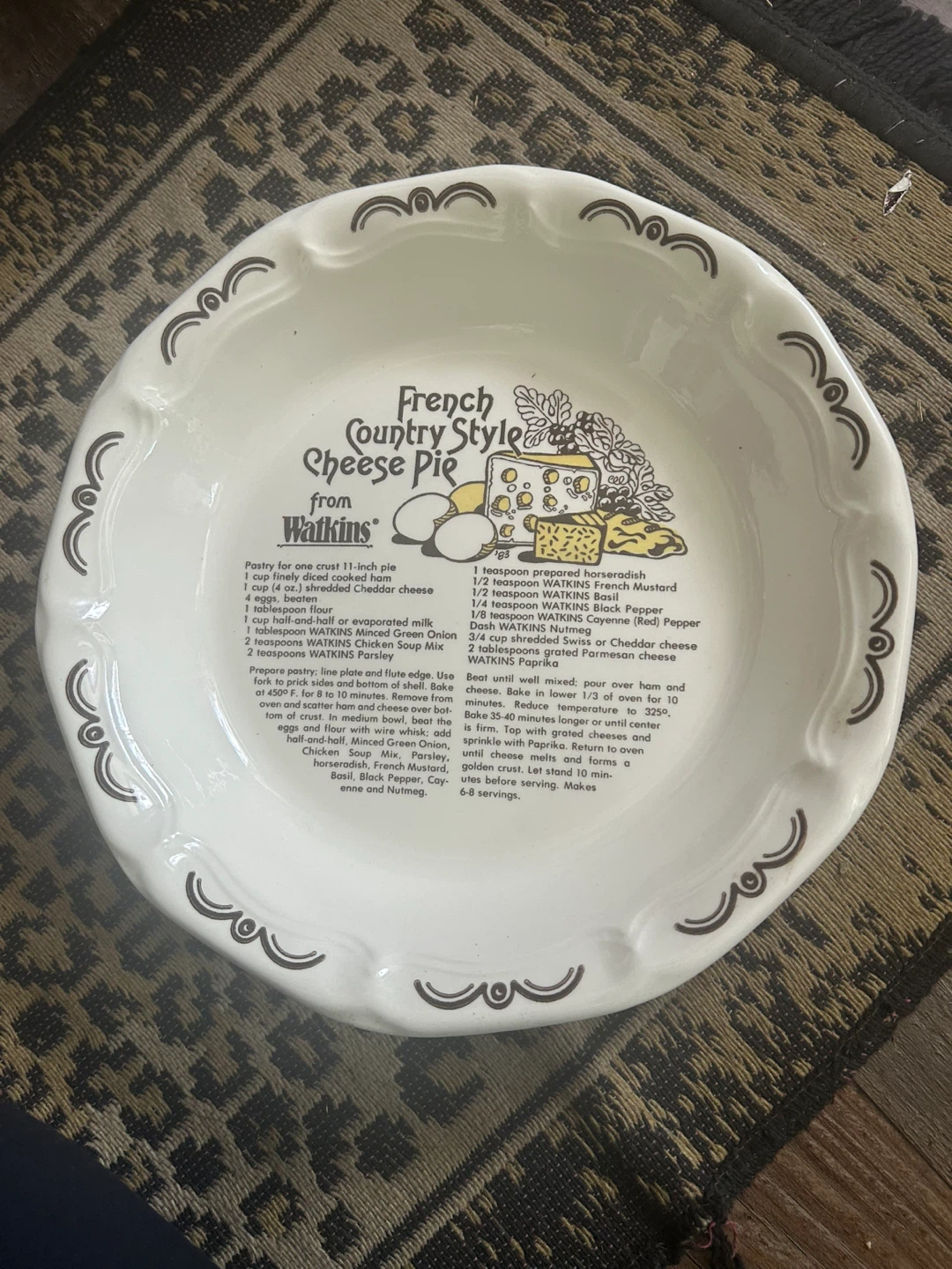 Watkins French Country Style Cheese Pie Dish
