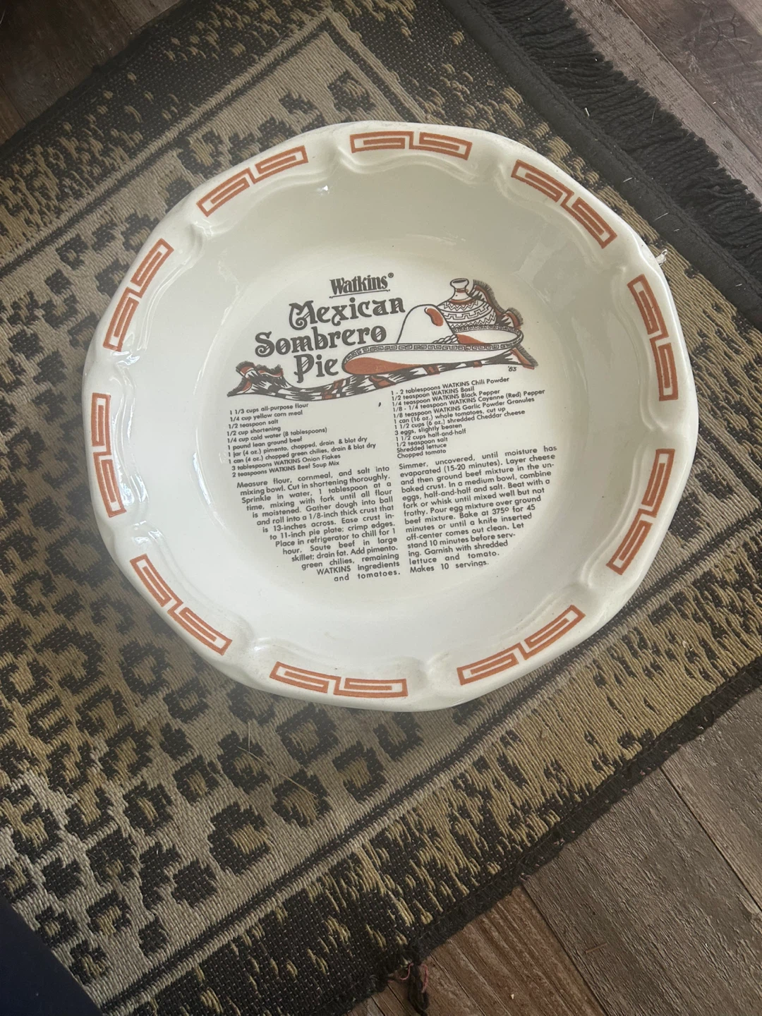 Watkins Mexican Sombrero Pie Plate