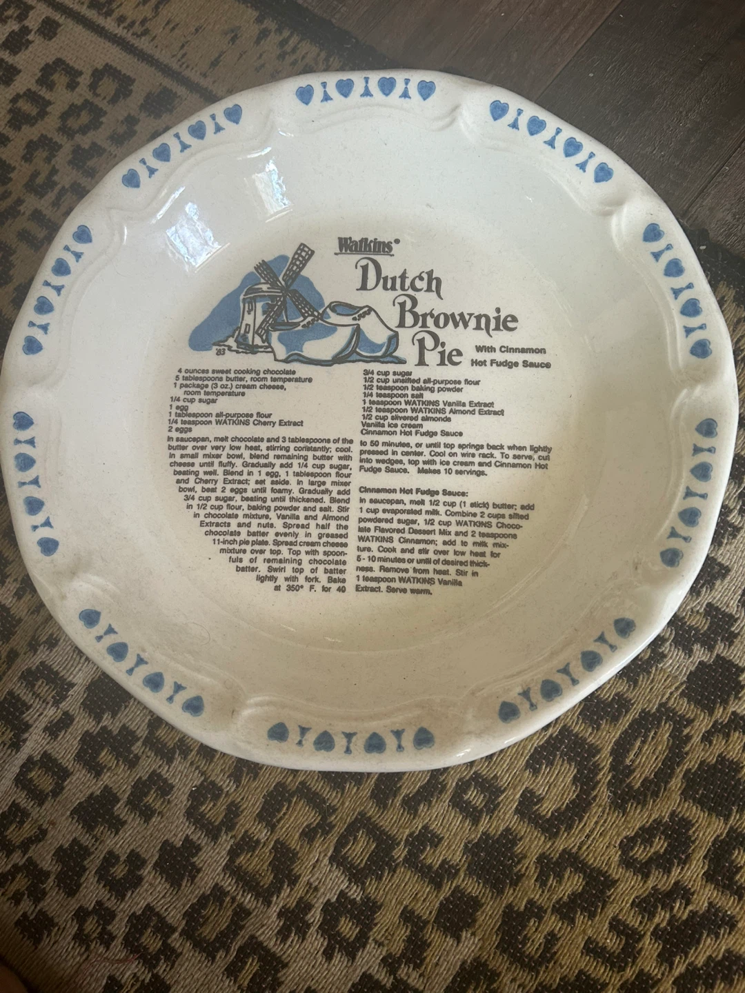 Watkins Dutch Brownie Pie Plate