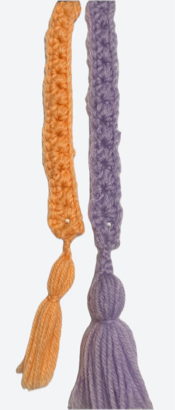 Handmade Crocheted Tassels - Orange & Purple