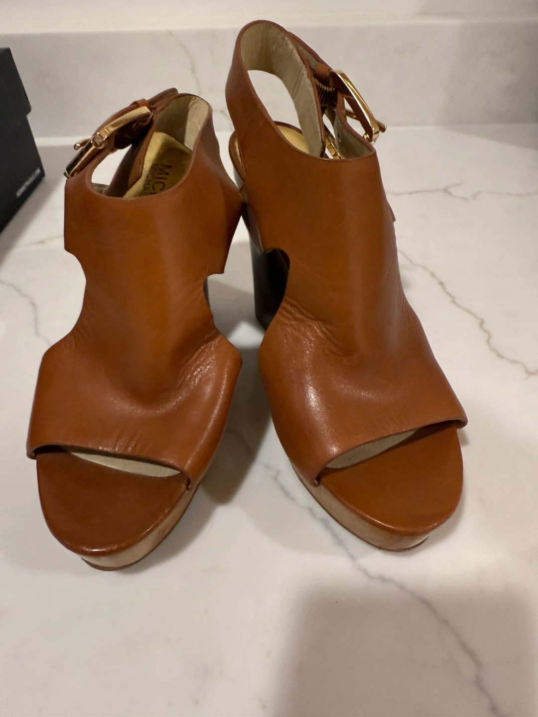 Michael Kors Brown Leather Wedge Heels - Size 5M