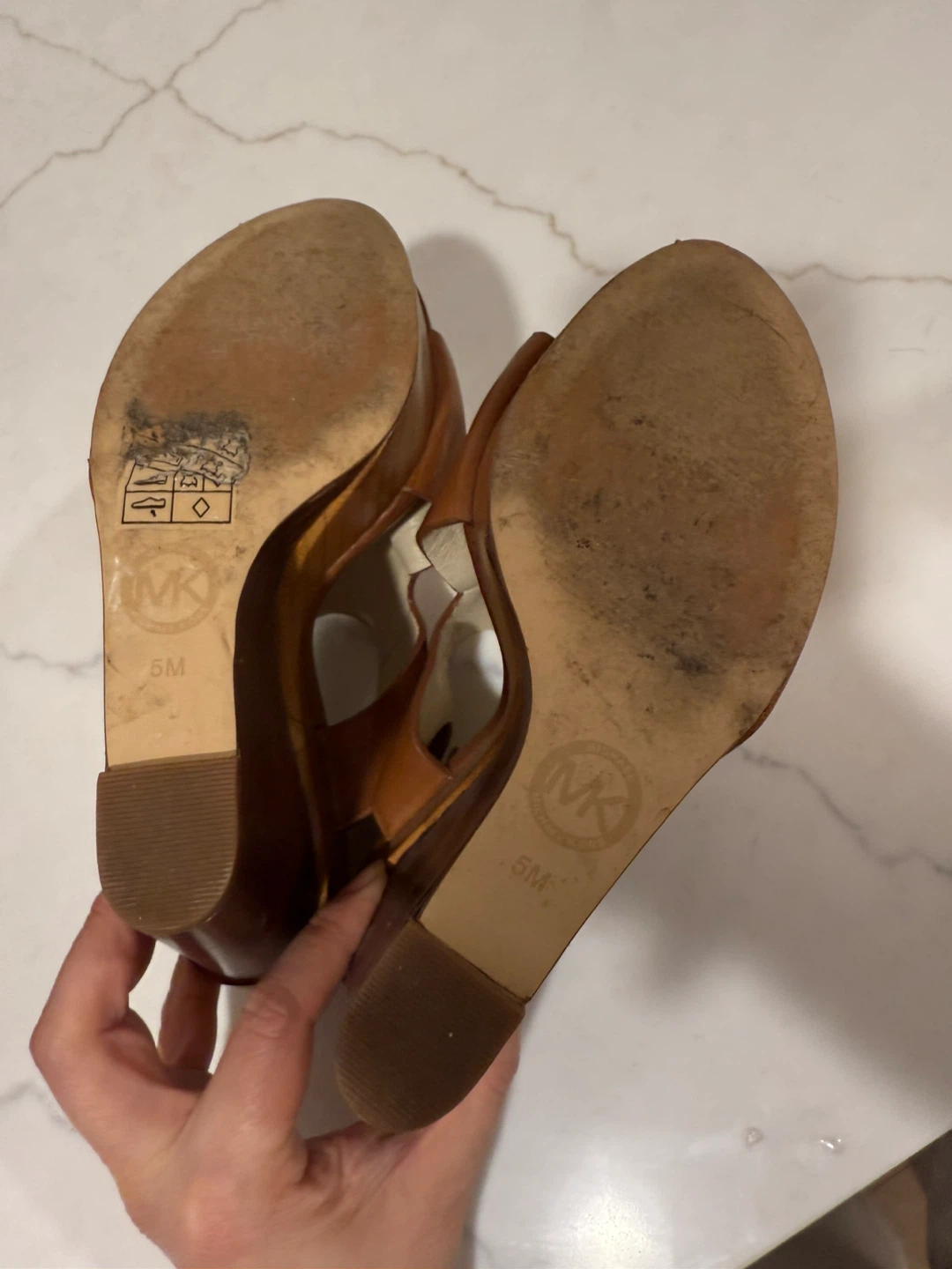 Michael Kors Brown Leather Wedge Heels - Size 5M - photo 5