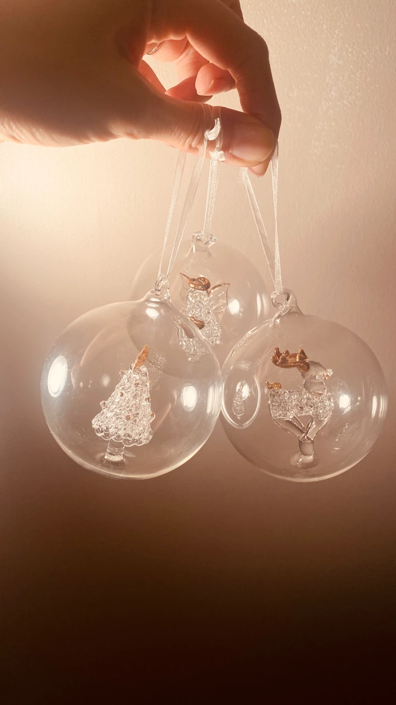 Glass Christmas Ornaments (Set of 3)