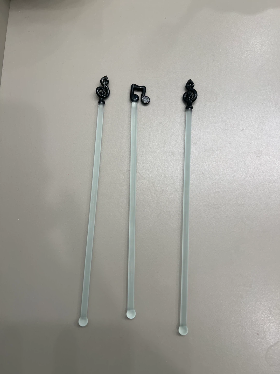 Music Note Glass Stir Sticks - Set of 3