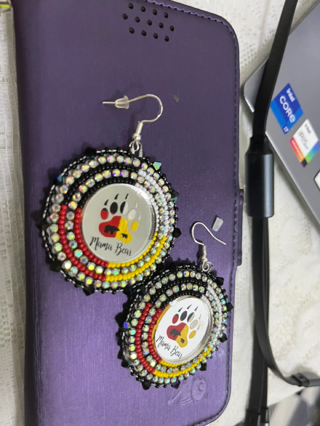 Mama Bear Beaded Earrings