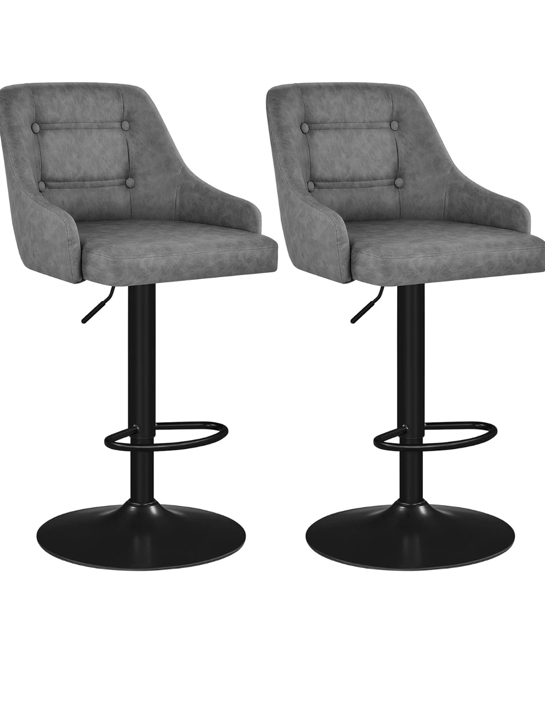 Set of 2 Gray Adjustable Height Bar Stools