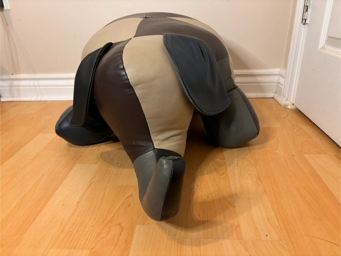 Vintage Handcrafted Indian Leather Elephant Ottoman – Large - photo 3