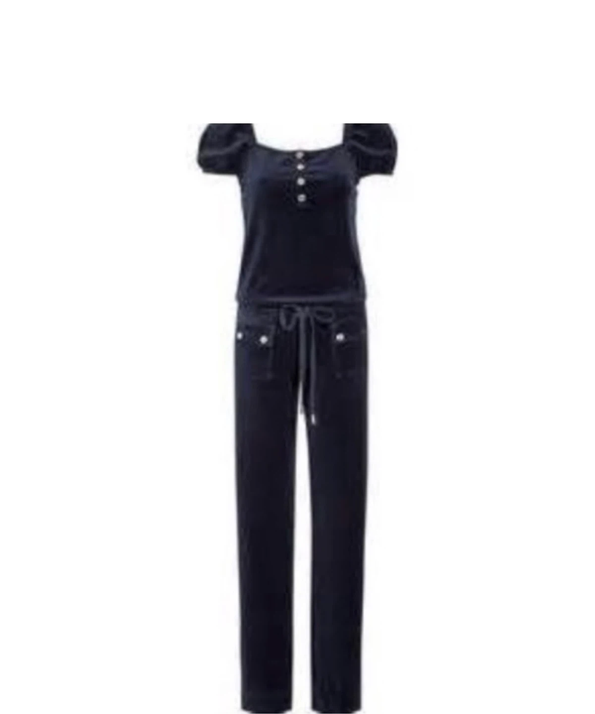 Juicy Couture Vintage Black Velvet Jumpsuit - Size Petite