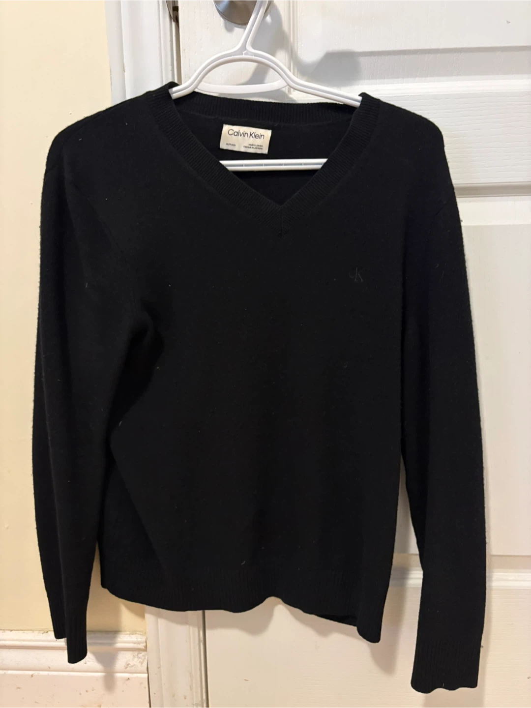 Calvin Klein Black Wool V-Neck Sweater - XS