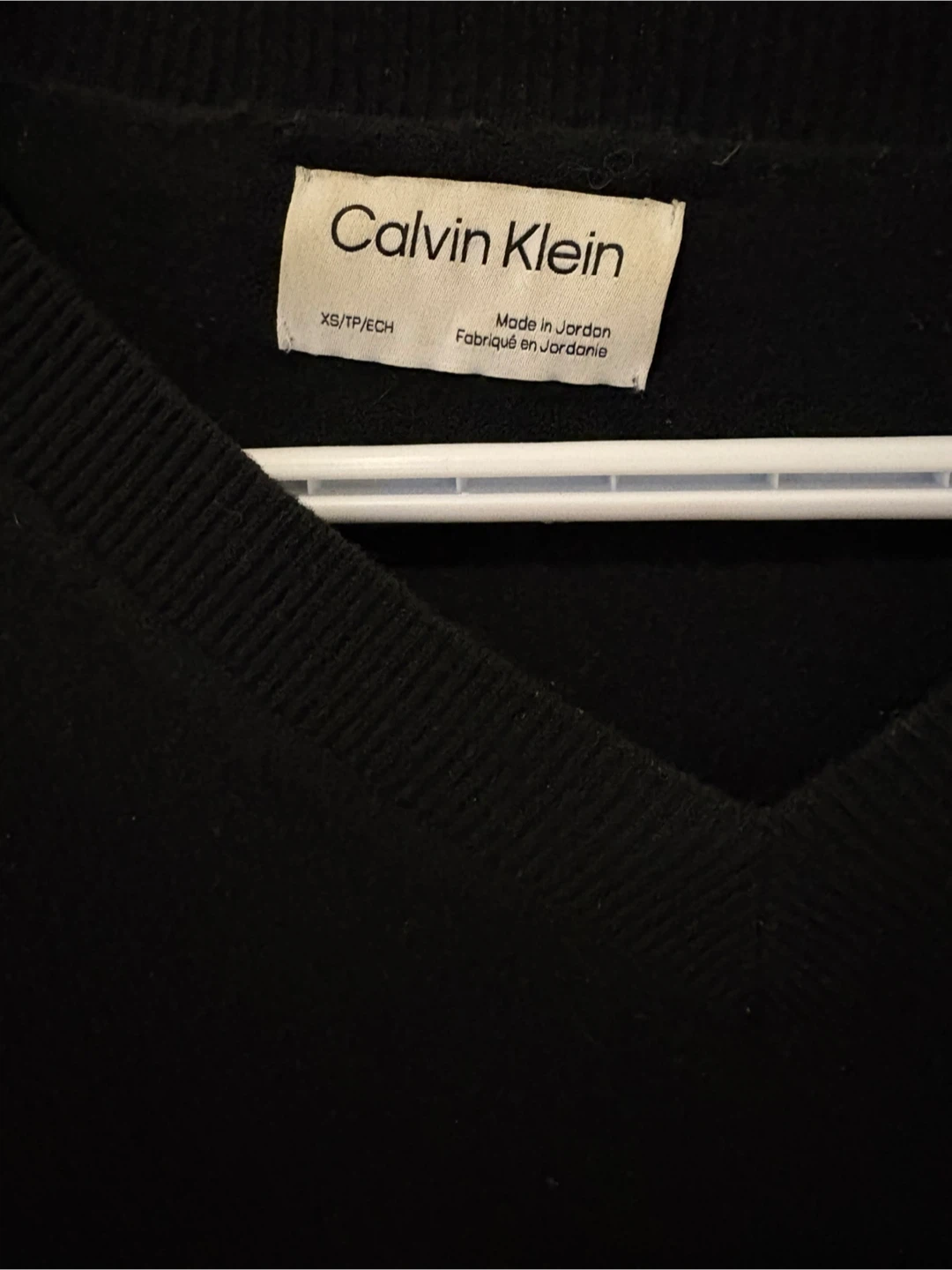 Calvin Klein Black Wool V-Neck Sweater - XS - photo 2